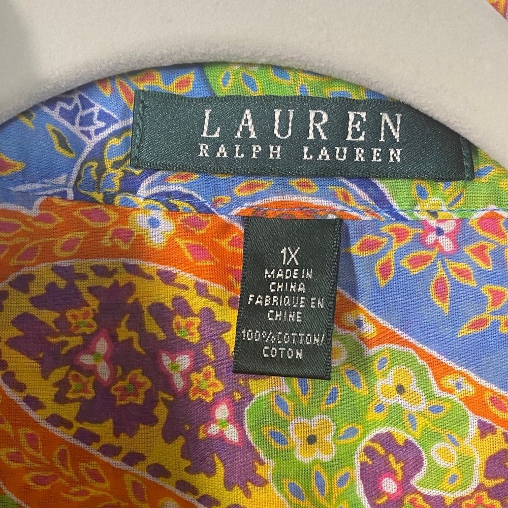 Lauren Ralph Lauren Colorful Paisley Light Weight Button-Up Shirt Blouse Top - Picture 3 of 7